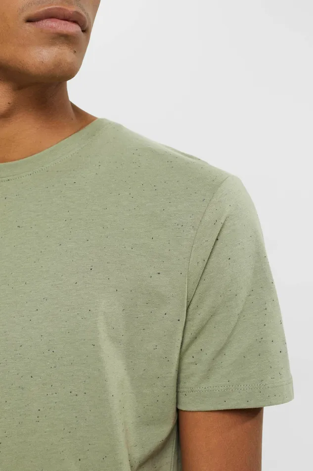 TShirts Polos Men Esprit Flecked Jersey TShirt Light Khaki