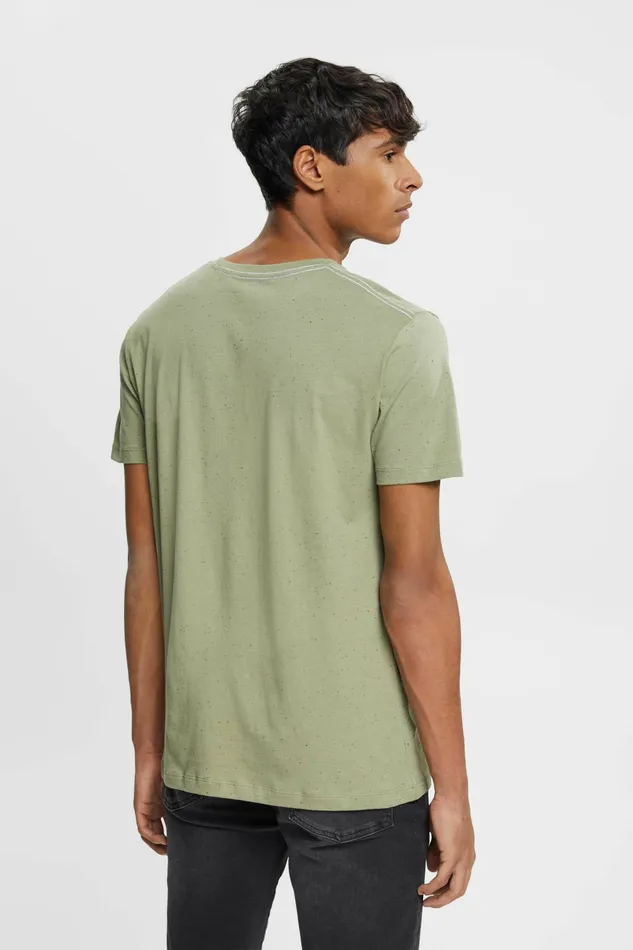 TShirts Polos Men Esprit Flecked Jersey TShirt Light Khaki