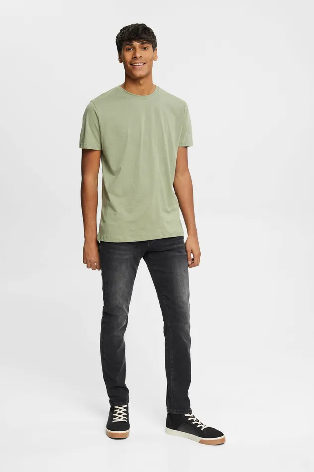 TShirts Polos Men Esprit Flecked Jersey TShirt Light Khaki