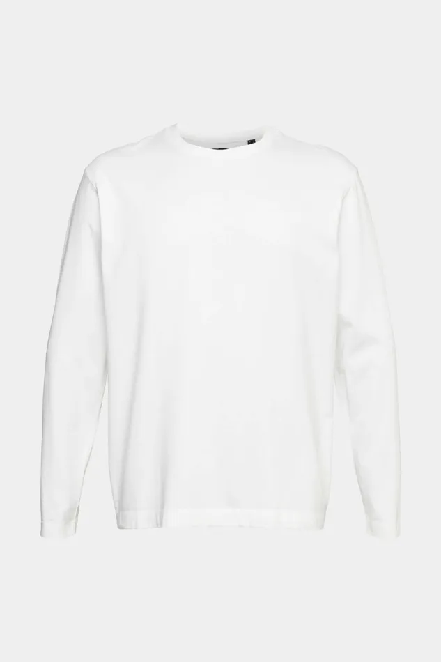 TShirts Polos Men Esprit Jersey Long Sleeve Top White