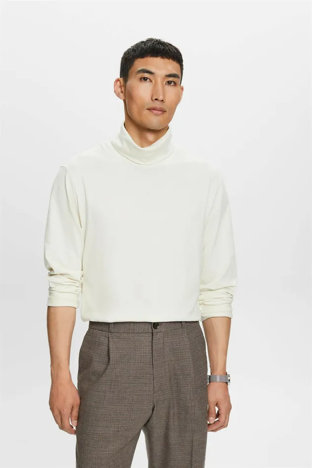 TShirts Polos Men Esprit LongSleeve Cotton Turtleneck Ice