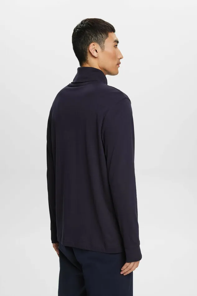 TShirts Polos Men Esprit LongSleeve Cotton Turtleneck Navy