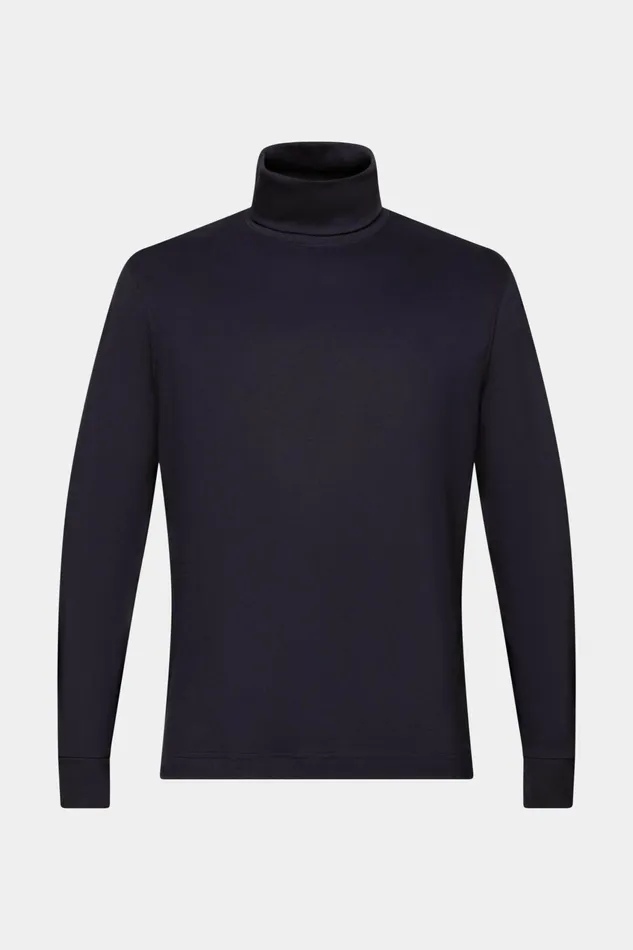 TShirts Polos Men Esprit LongSleeve Cotton Turtleneck Navy