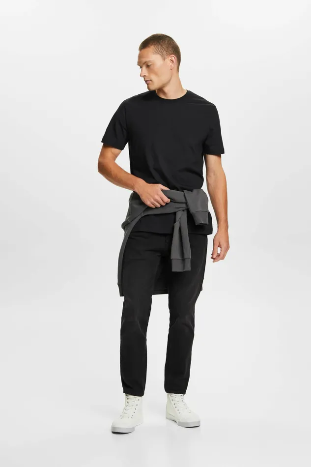 TShirts Polos Men Esprit Pima CottonJersey Crewneck TShirt Black