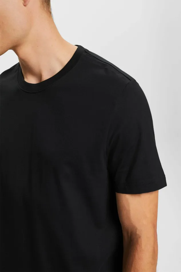 TShirts Polos Men Esprit Pima CottonJersey Crewneck TShirt Black