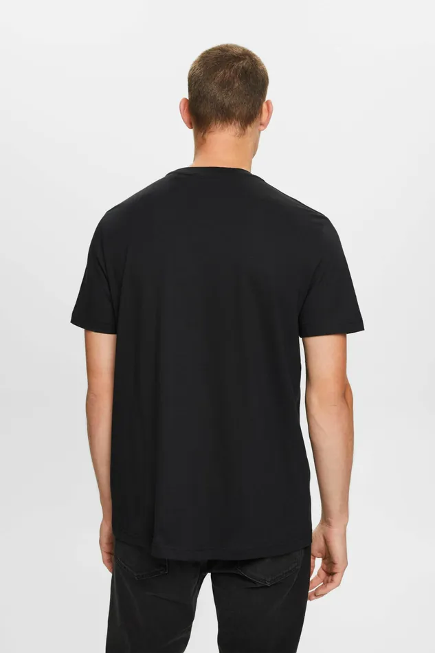 TShirts Polos Men Esprit Pima CottonJersey Crewneck TShirt Black