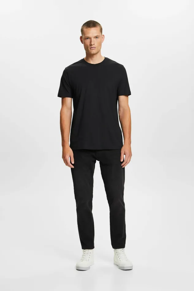 TShirts Polos Men Esprit Pima CottonJersey Crewneck TShirt Black