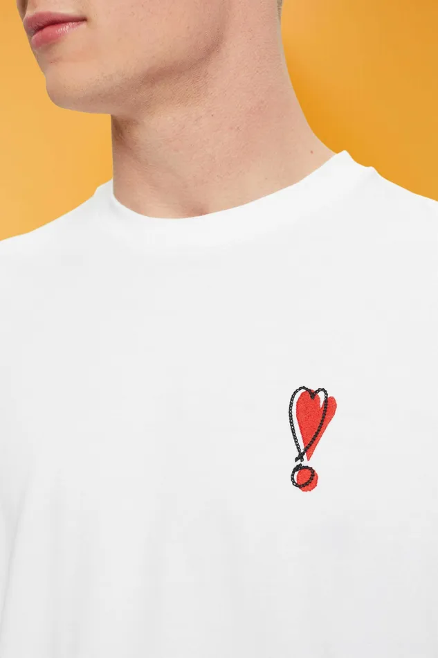 TShirts Polos Men Esprit Sustainable Cotton TShirt With Heart Motif White