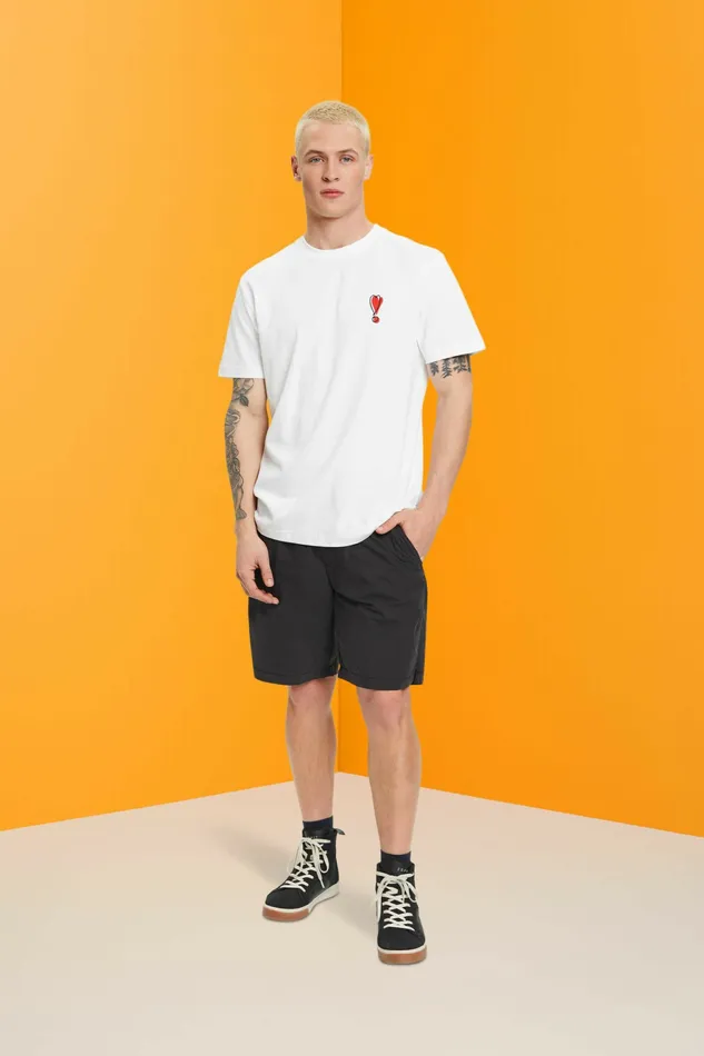 TShirts Polos Men Esprit Sustainable Cotton TShirt With Heart Motif White