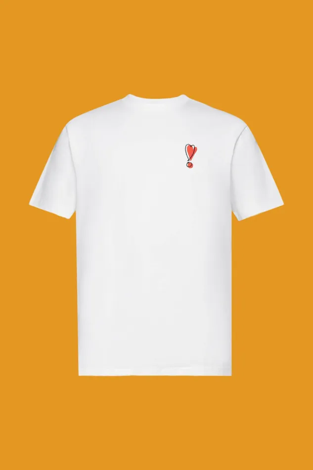 TShirts Polos Men Esprit Sustainable Cotton TShirt With Heart Motif White