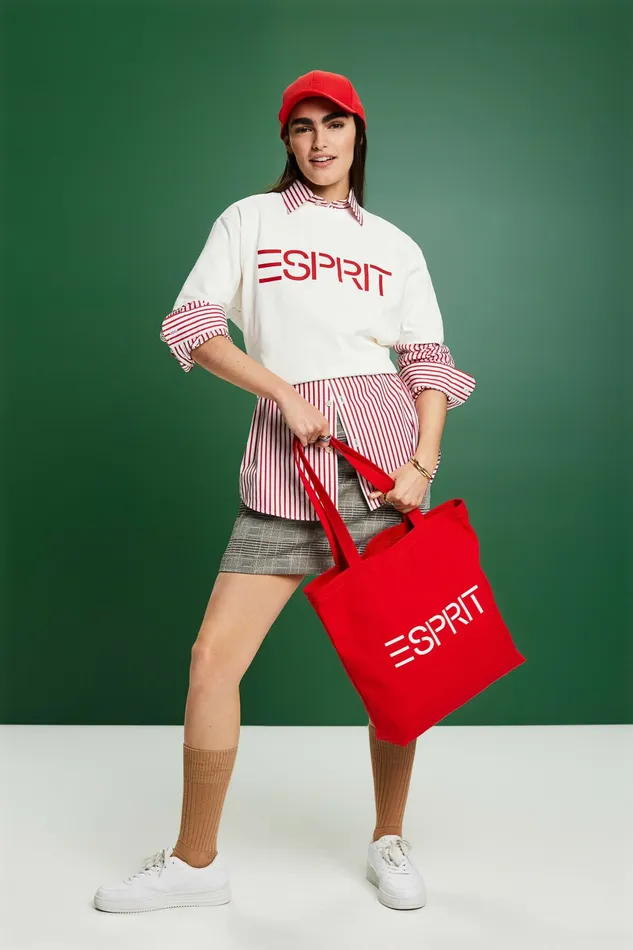 TShirts Polos Men Esprit Unisex Logo Cotton Jersey TShirt Off White