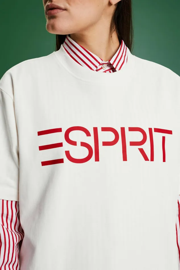 TShirts Polos Men Esprit Unisex Logo Cotton Jersey TShirt Off White