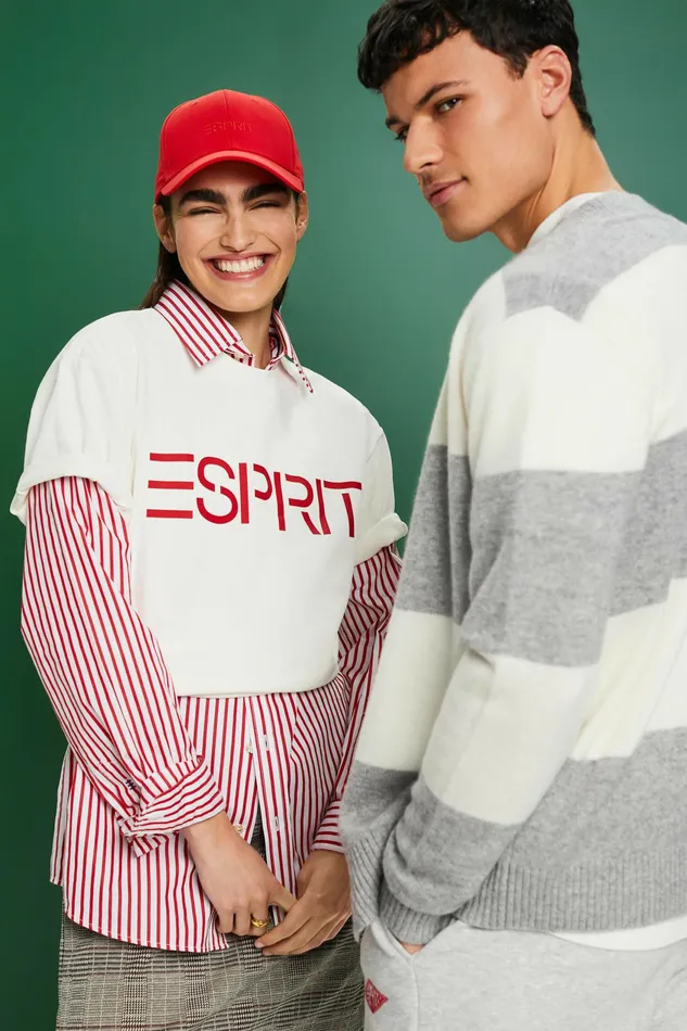 TShirts Polos Men Esprit Unisex Logo Cotton Jersey TShirt Off White