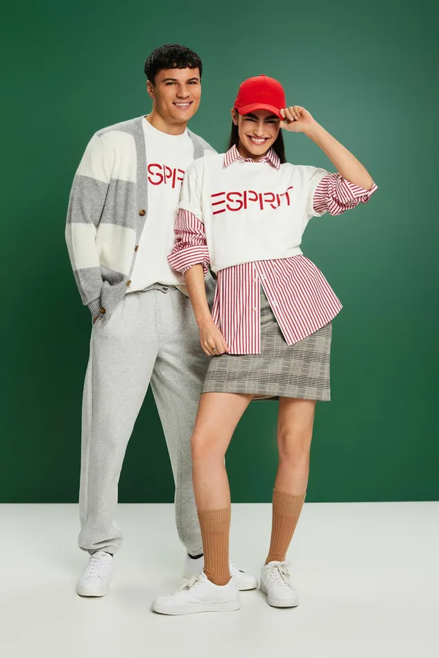 TShirts Polos Men Esprit Unisex Logo Cotton Jersey TShirt Off White