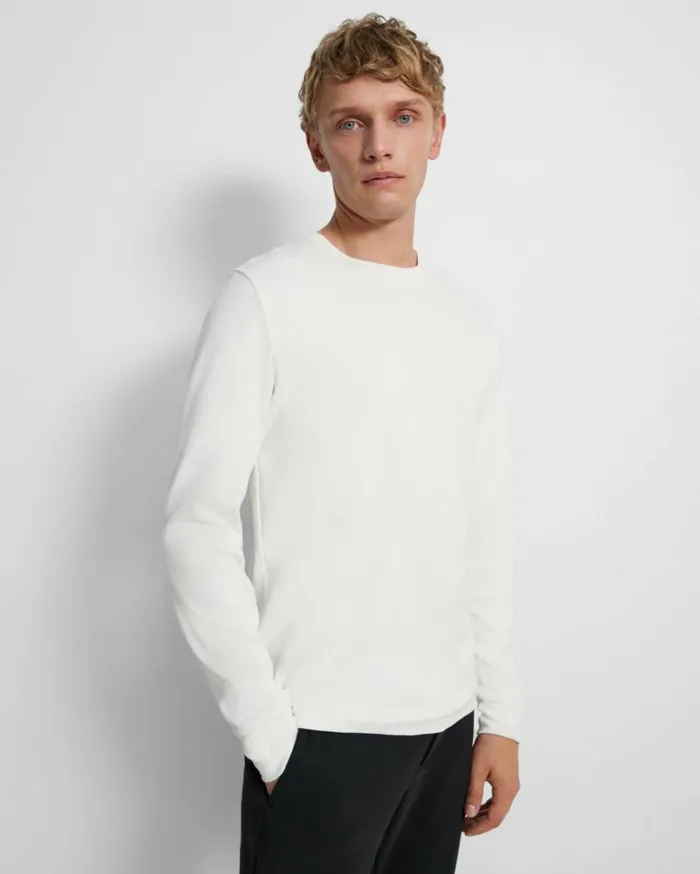 Tshirts Polos Men Theory Essential LongSleeve Tee In Anemone Modal Jersey White