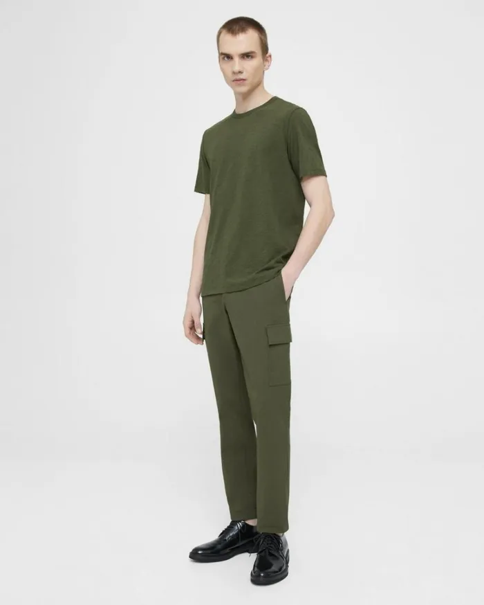 Tshirts Polos Men Theory Essential Tee In Cosmos Slub Cotton Dark Olive Tshirts Polos Men Theory Essential Tee In Cosmos Slub Cotton Dark Olive