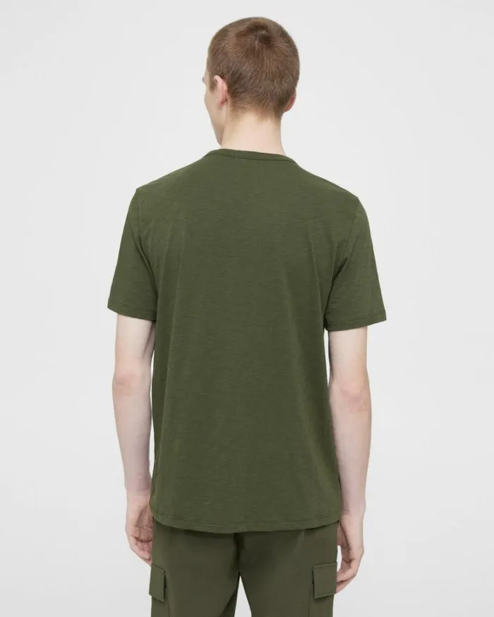Tshirts Polos Men Theory Essential Tee In Cosmos Slub Cotton Dark Olive Tshirts Polos Men Theory Essential Tee In Cosmos Slub Cotton Dark Olive