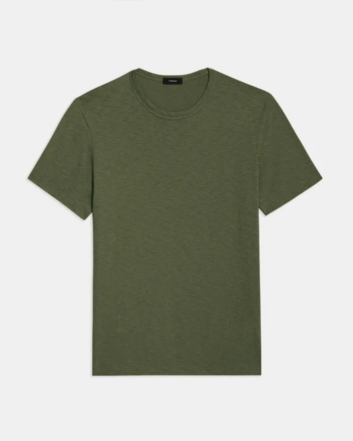 Tshirts Polos Men Theory Essential Tee In Cosmos Slub Cotton Dark Olive Tshirts Polos Men Theory Essential Tee In Cosmos Slub Cotton Dark Olive