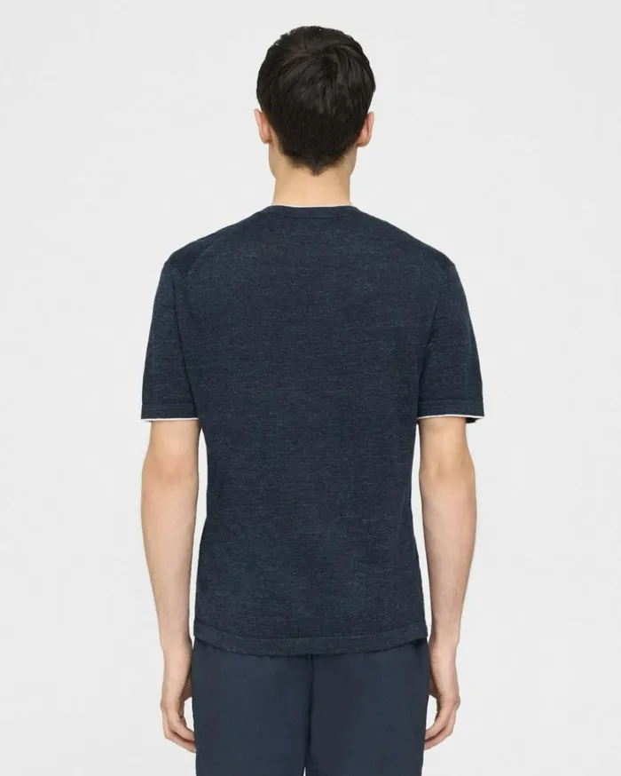 Tshirts Polos Men Theory Kolben ShortSleeve Tee In CottonLinen New BalticWhite Tshirts Polos Men Theory Kolben ShortSleeve Tee In CottonLinen New BalticWhite