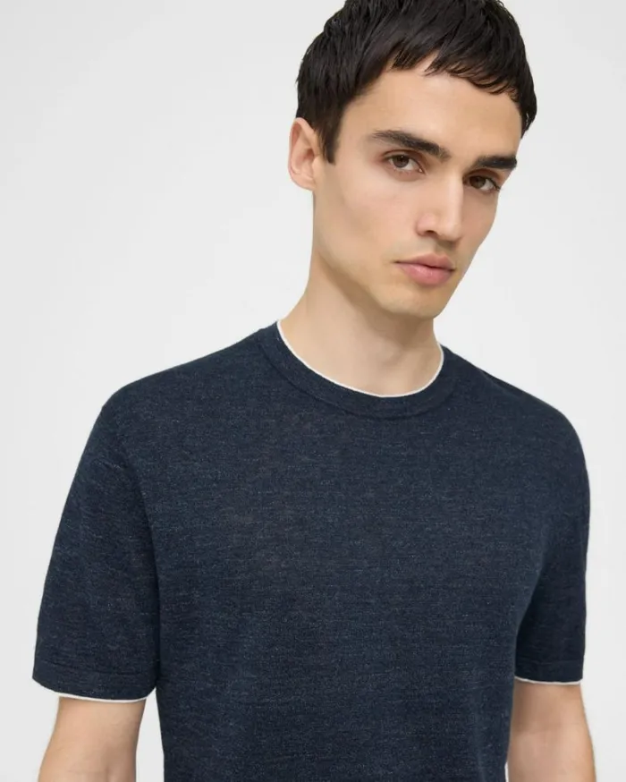 Tshirts Polos Men Theory Kolben ShortSleeve Tee In CottonLinen New BalticWhite Tshirts Polos Men Theory Kolben ShortSleeve Tee In CottonLinen New BalticWhite