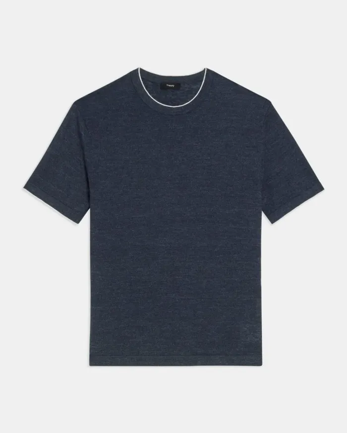 Tshirts Polos Men Theory Kolben ShortSleeve Tee In CottonLinen New BalticWhite Tshirts Polos Men Theory Kolben ShortSleeve Tee In CottonLinen New BalticWhite