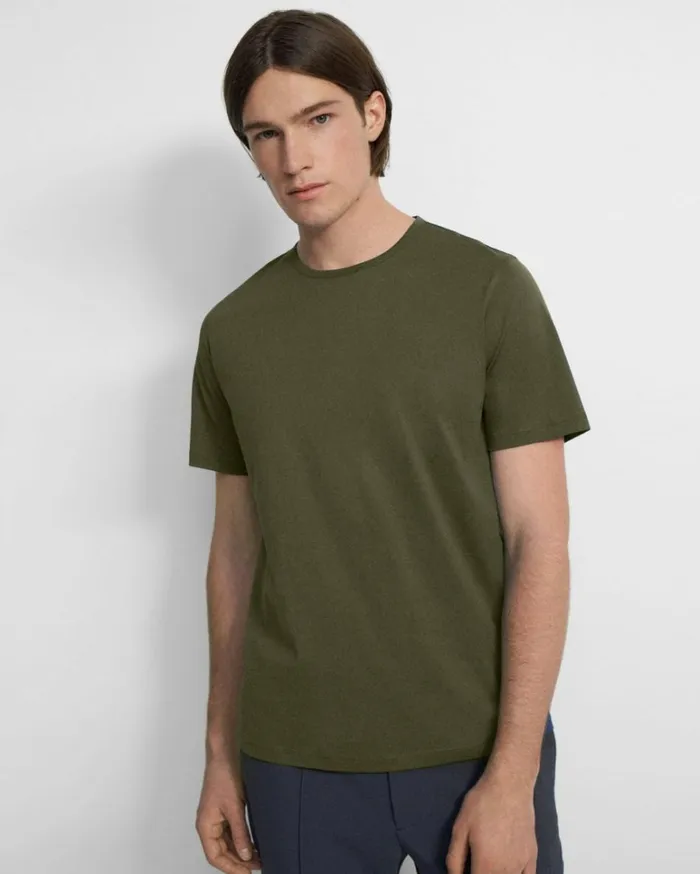 Tshirts Polos Men Theory Precise Tee In Luxe Cotton Jersey Olive Branch