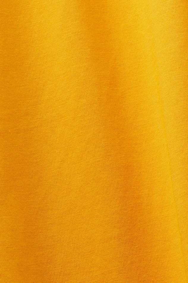 TShirts Tops Women Esprit Cotton Mock Neck Logo TShirt Golden Orange