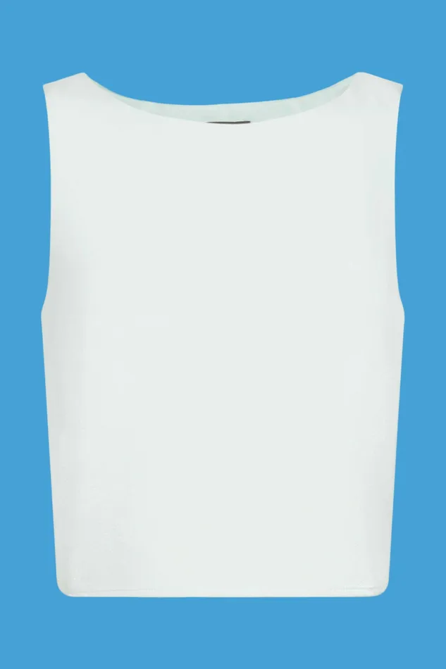 TShirts Tops Women Esprit Cropped Crepe Top Light Aqua Green