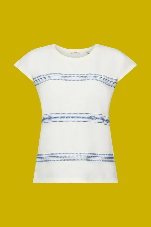 TShirts Tops Women Esprit Embroidered TShirt 100 Cotton Ice