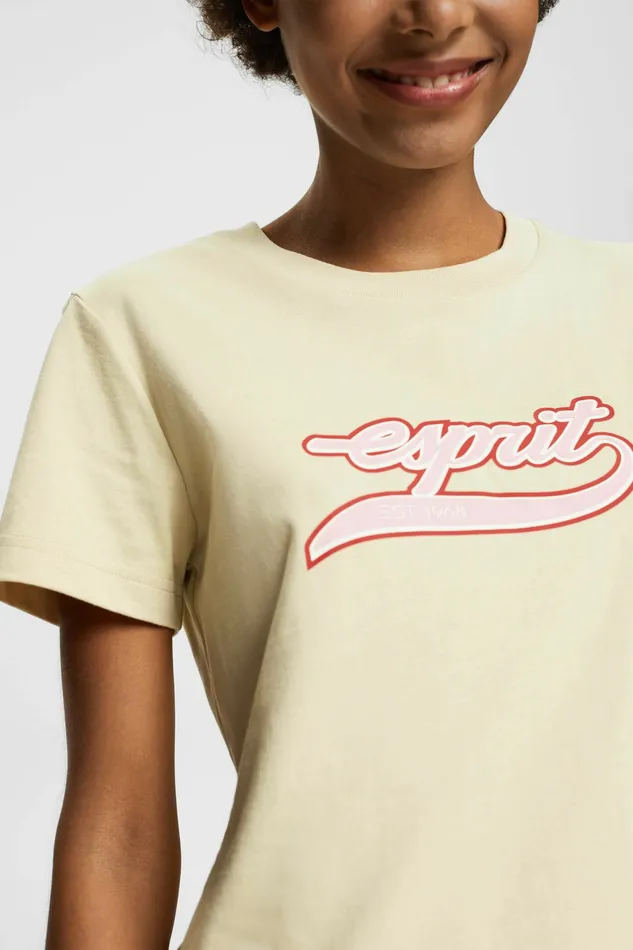 TShirts Tops Women Esprit Logo Cotton TShirt Beige