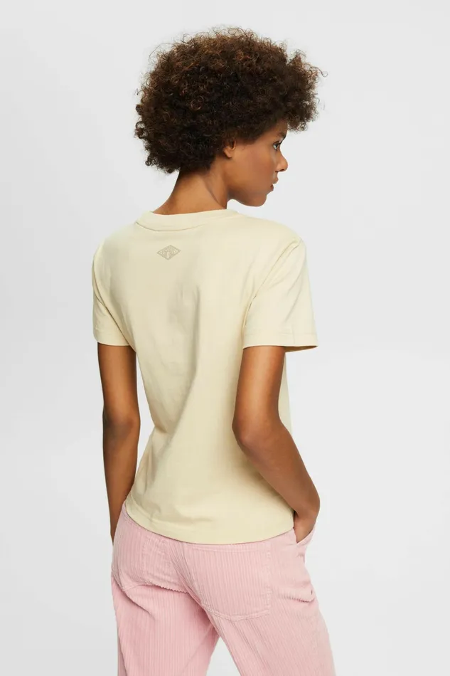 TShirts Tops Women Esprit Logo Cotton TShirt Beige