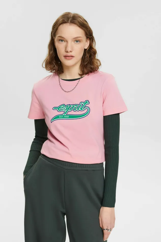 TShirts Tops Women Esprit Logo Cotton TShirt Pink