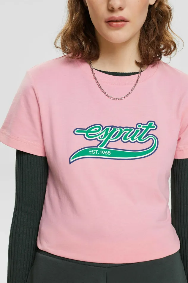 TShirts Tops Women Esprit Logo Cotton TShirt Pink