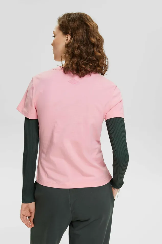 TShirts Tops Women Esprit Logo Cotton TShirt Pink