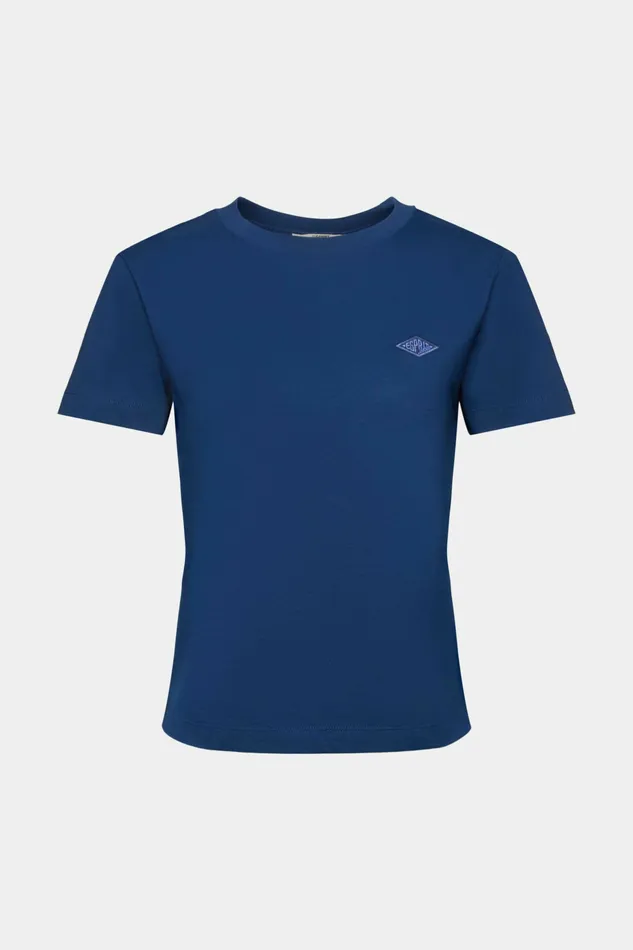 TShirts Tops Women Esprit Logo Embroidered Cotton Jersey TShirt Ink
