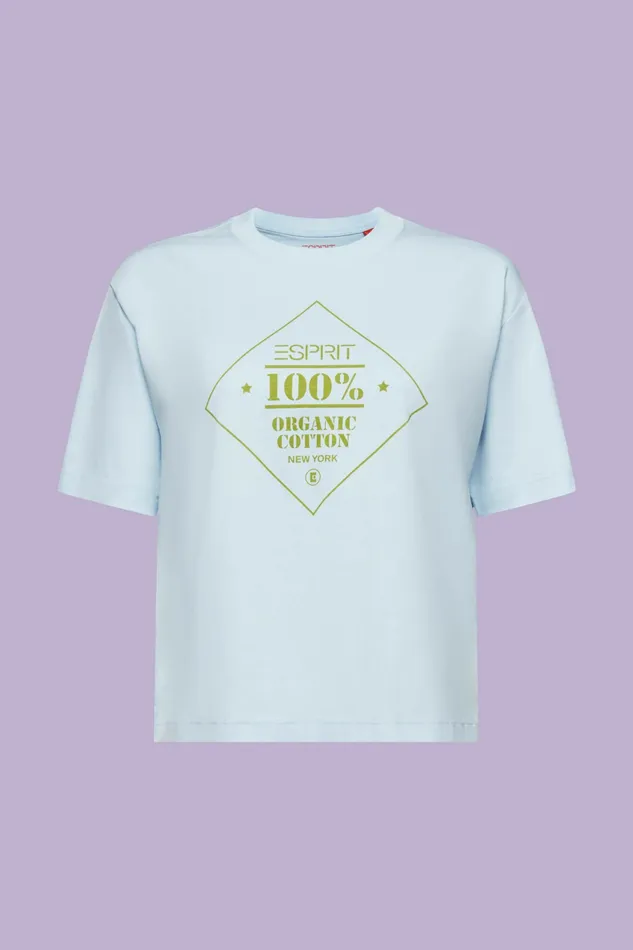 TShirts Tops Women Esprit Organic Cotton Printed TShirt Pastel Blue