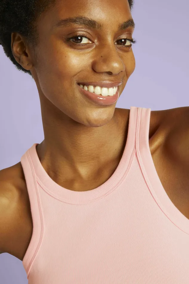 TShirts Tops Women Esprit Ribbed Organic Cotton Tanktop Pink