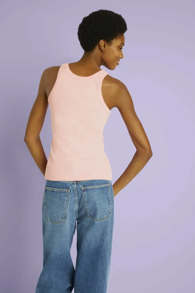 TShirts Tops Women Esprit Ribbed Organic Cotton Tanktop Pink