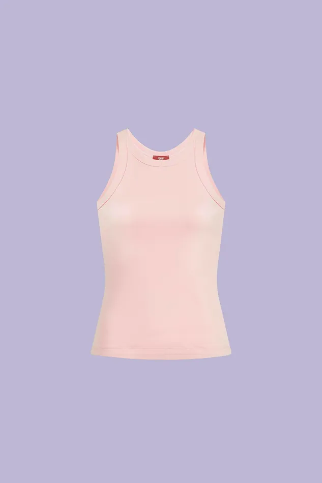 TShirts Tops Women Esprit Ribbed Organic Cotton Tanktop Pink