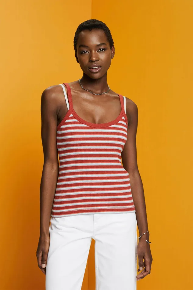 TShirts Tops Women Esprit Ribbed Tank Top Terracotta