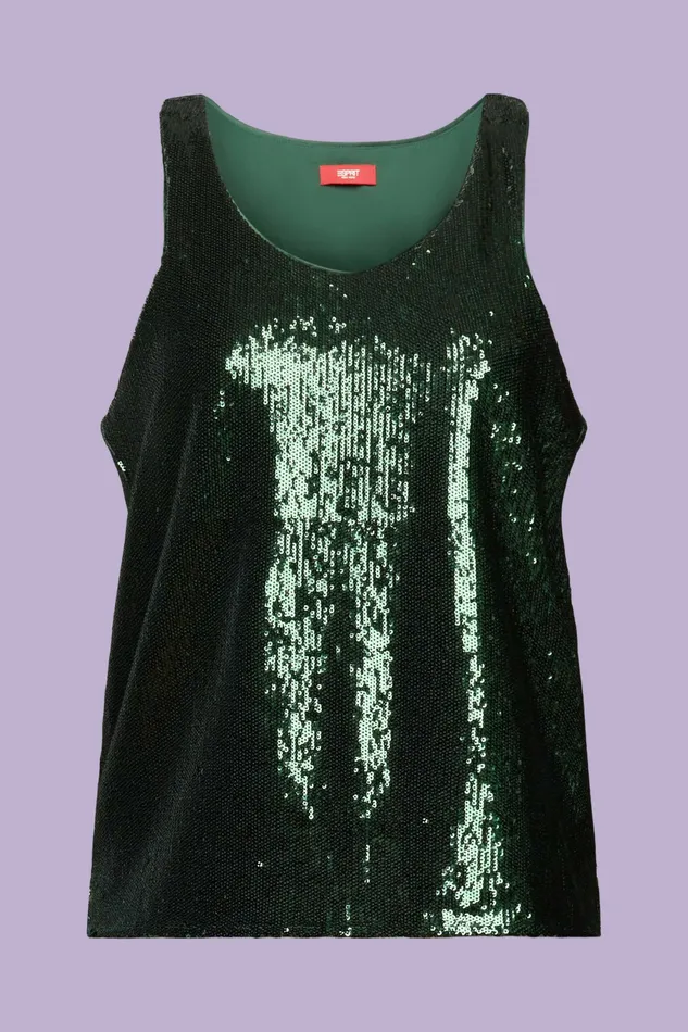 TShirts Tops Women Esprit Sequined Tank Top Emerald Green