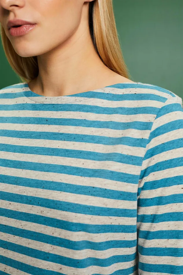 TShirts Tops Women Esprit Striped Jersey Long Sleeve Top Dark Turquoise