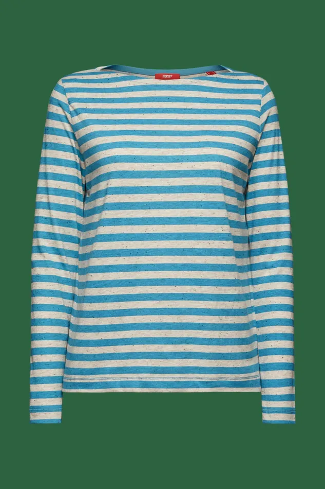 TShirts Tops Women Esprit Striped Jersey Long Sleeve Top Dark Turquoise