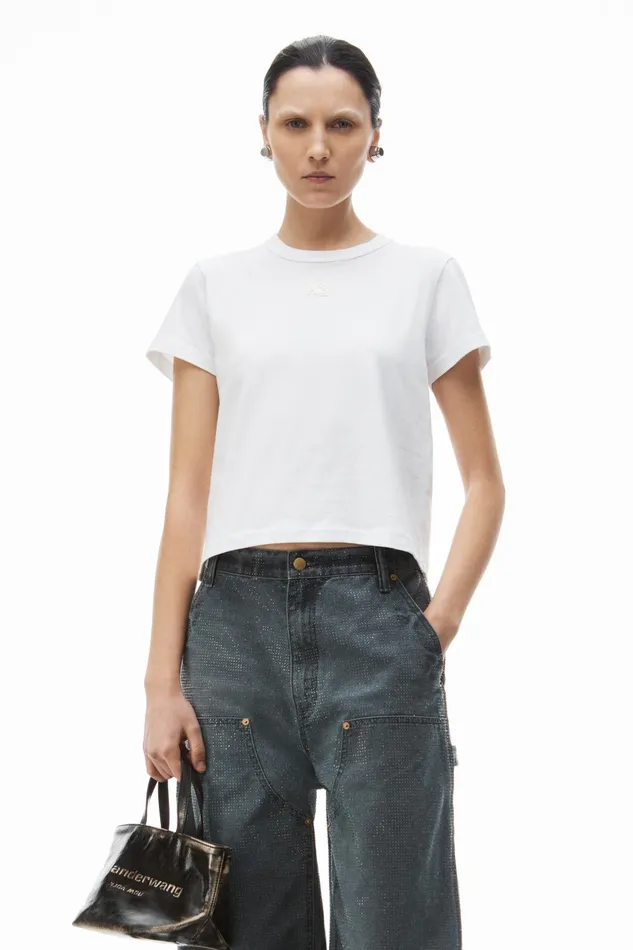 TShirts Women Alexander Wang Puff Logo Shrunken Tee In Cotton Jersey
