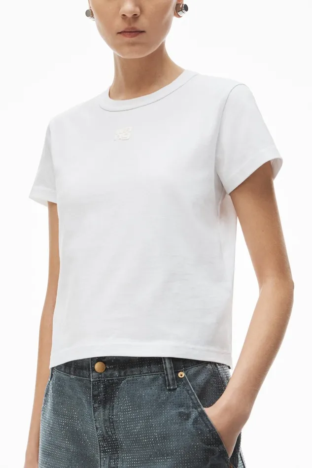 TShirts Women Alexander Wang Puff Logo Shrunken Tee In Cotton Jersey