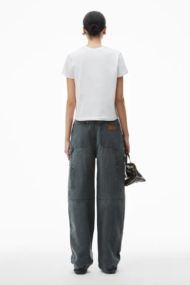 TShirts Women Alexander Wang Puff Logo Shrunken Tee In Cotton Jersey