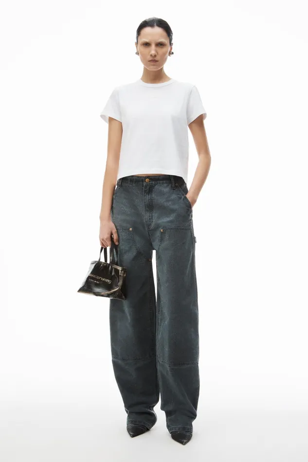TShirts Women Alexander Wang Puff Logo Shrunken Tee In Cotton Jersey