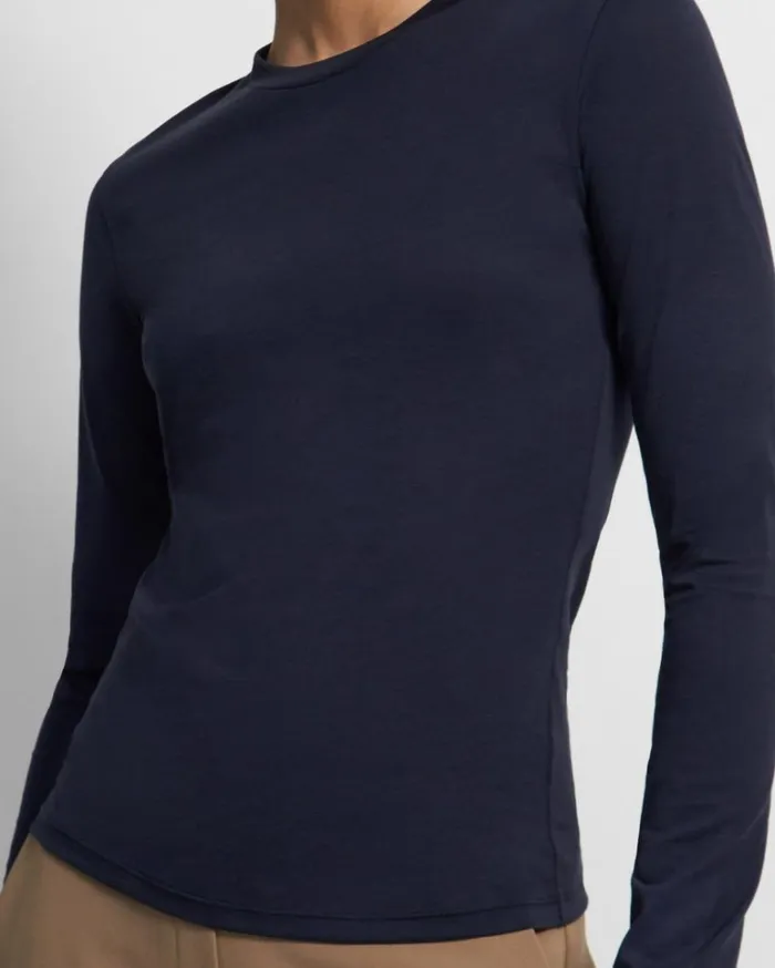 TShirts Women Theory Tiny LongSleeve Tee In Organic Cotton Marina TShirts Women Theory Tiny LongSleeve Tee In Organic Cotton Marina