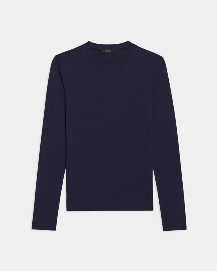 TShirts Women Theory Tiny LongSleeve Tee In Organic Cotton Marina TShirts Women Theory Tiny LongSleeve Tee In Organic Cotton Marina