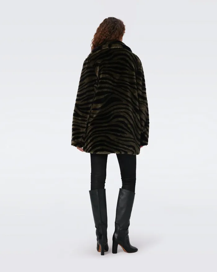 Tanesha Coat Zebra Olive Women DVF Jackets and Coats